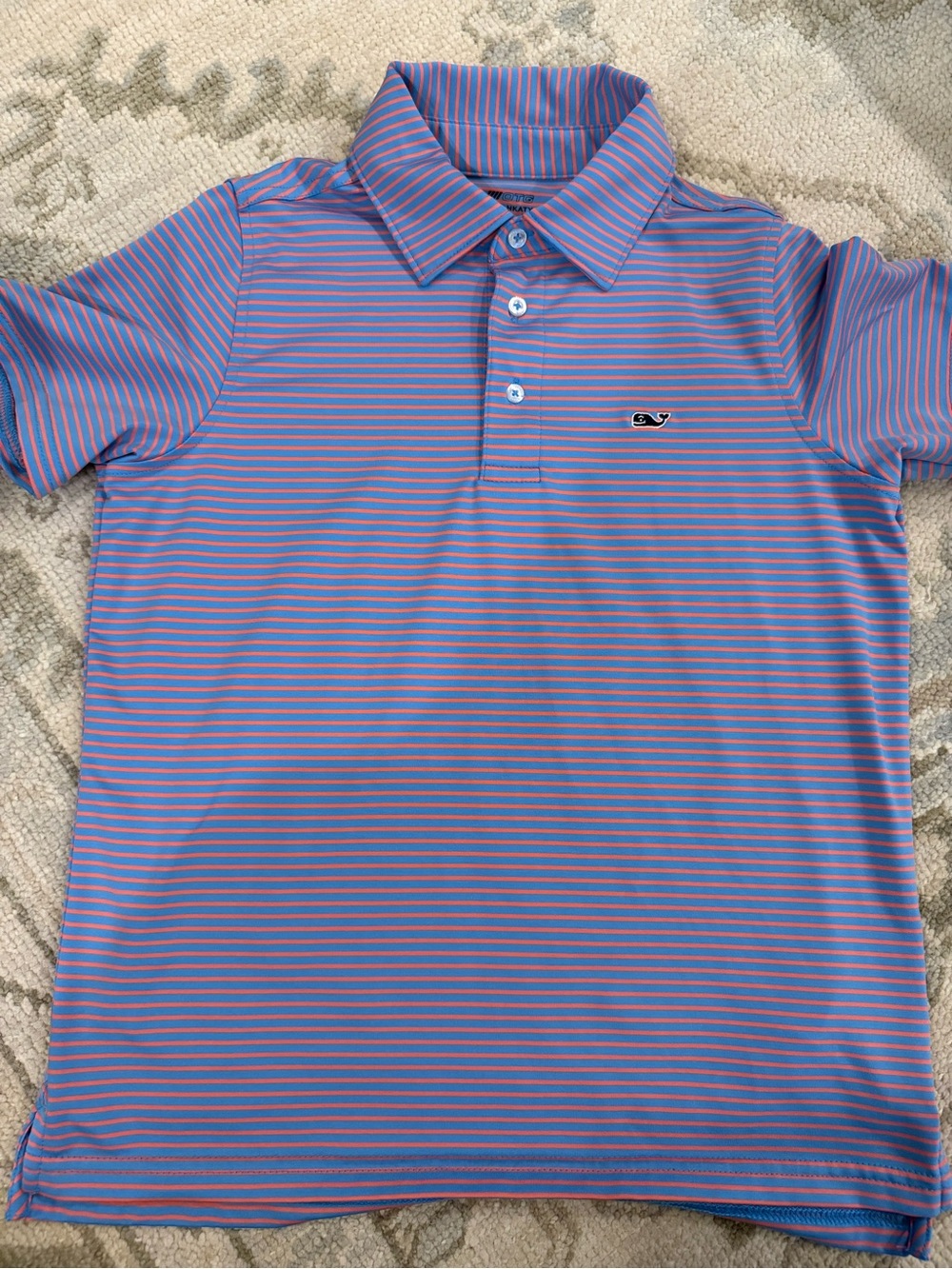 Vineyard Vines Boys Blue & Pink Striped Polo